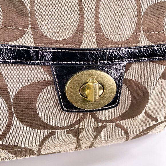 COACH Hampton Signature C Canvas Leather Dual Handle Handbag - J1077-F15689 - Picture 12 of 15